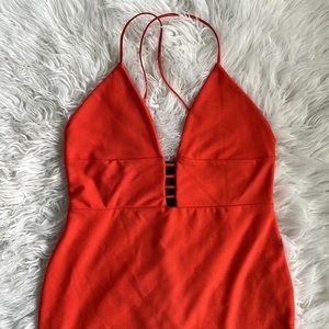Missguided orange dress with cutout detail
